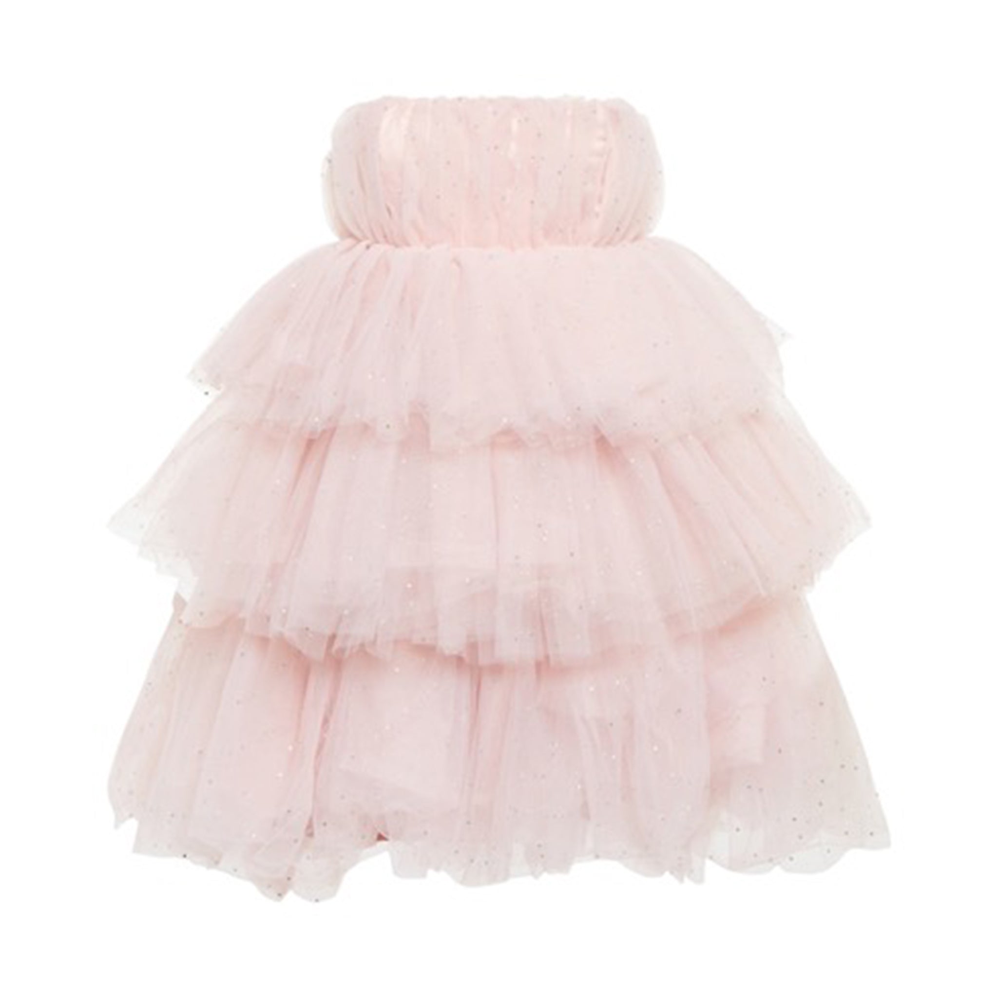 CARLOSE CRYSTAL TULLE RUFFLE DRESS