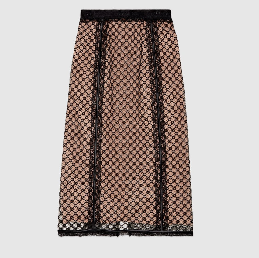 CC Net Skirt with Lace Inserts