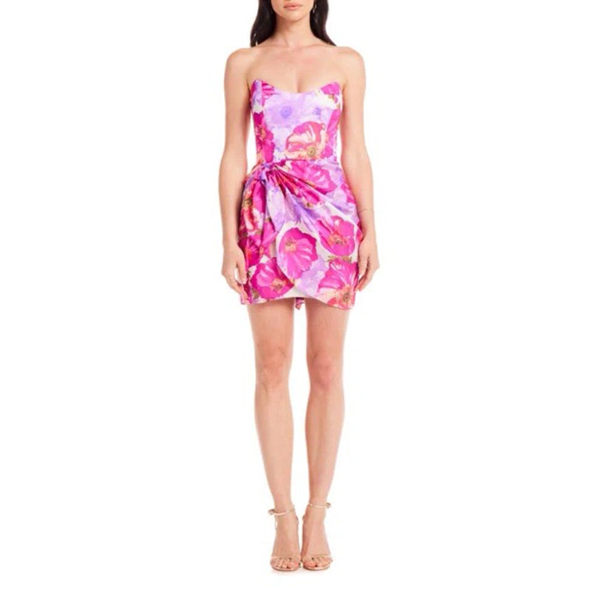 ELECTRA FLORAL STRAPLESS COCKTAIL DRESS