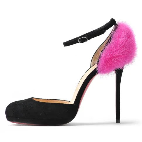 CL Crazy Fur 120mm D'Orsay Pumps