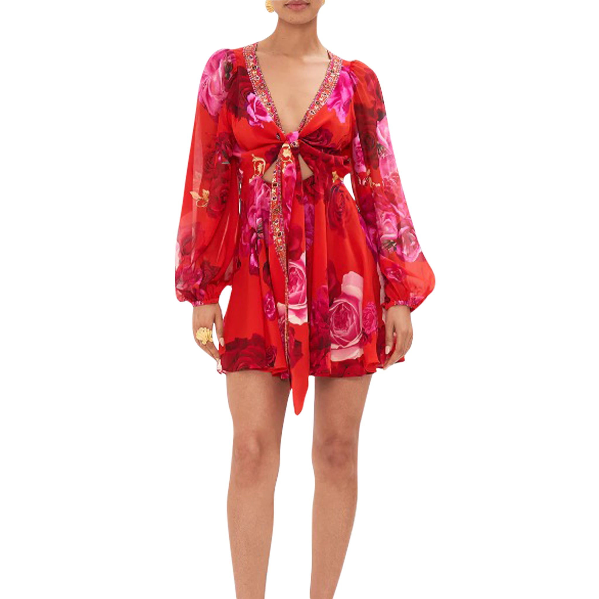 Italian Rosa Short Wrap Tie Dress