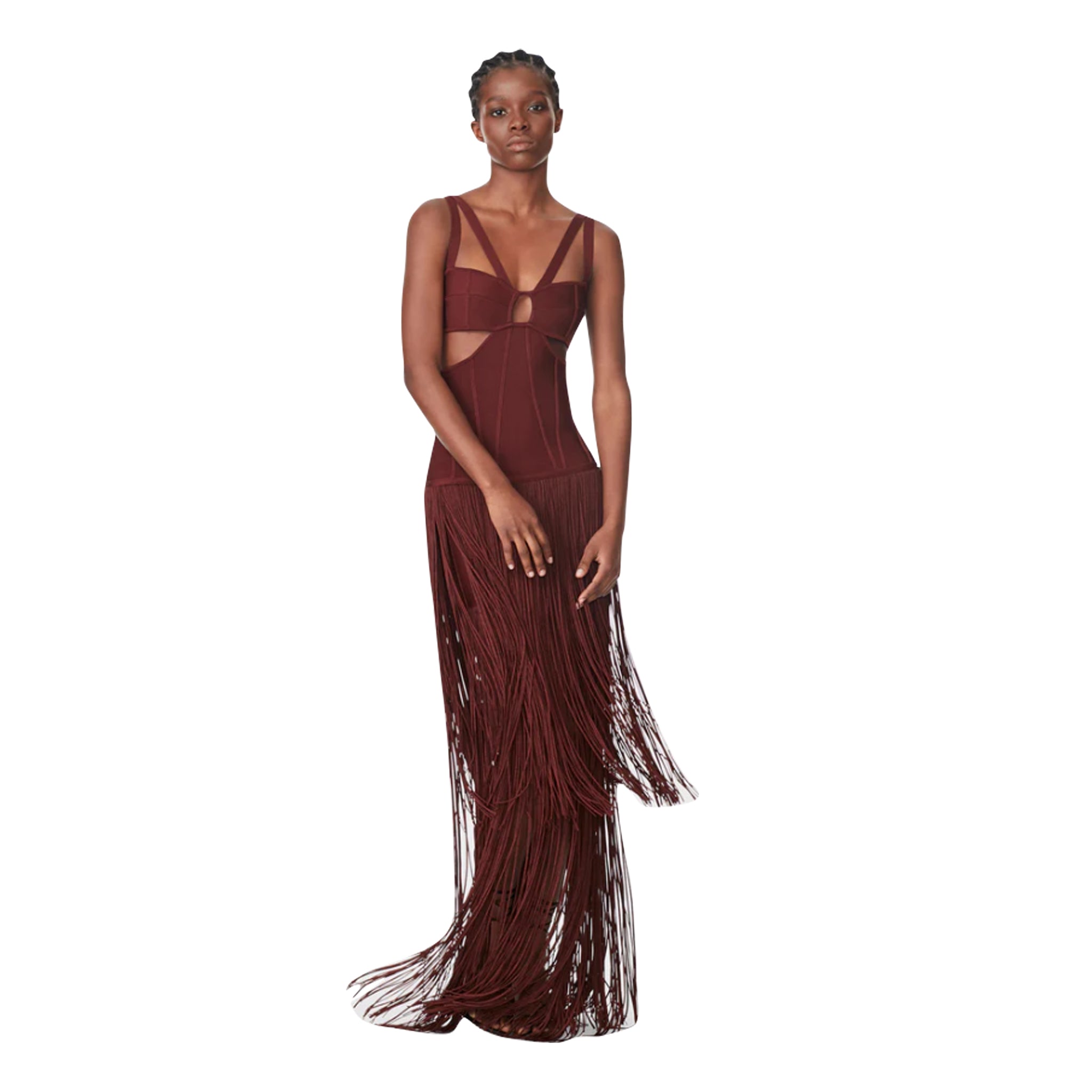 Strappy Fringe Gown